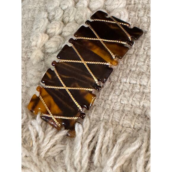 VTG Faux Tortoise Shell Barrette 3.25" Stay Tight Hair Clip Y2K wrapped 80s - Picture 6 of 6